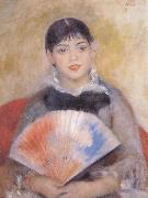 girl witb a f an Auguste renoir